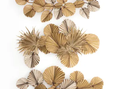 Wall panel made of dry palm leaves 222 3D model