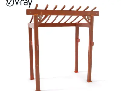 Rustic Metal Pergola Model Pack for Outdoor Scenes Low-poly 3D model
