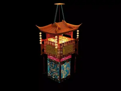 Chinese house palace lantern  Low-poly 3D model