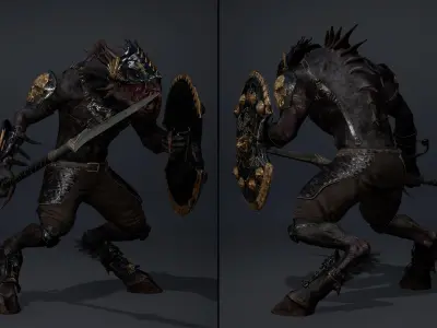 Mist Spearman Arm2 Brutal Low-poly 3D model