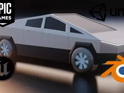 Cybertruck low poly car Low-poly 3D model