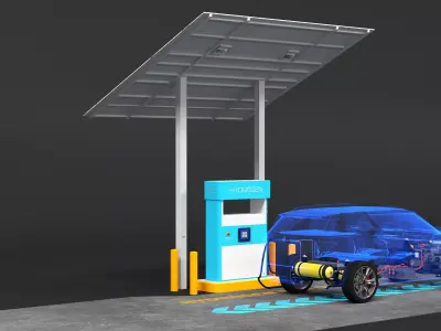 Hydrogen Station and X-Ray Car 3D model