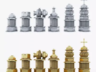 Chess Steampunk Low-poly 3D model