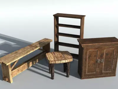 Wood Basic Decoration Set Free low-poly 3D model