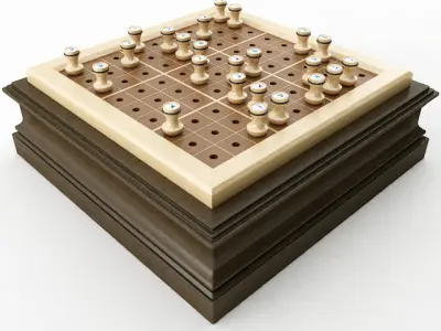 Wooden Sudoku Board 3D model