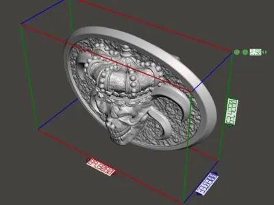  belt buckle King skull with crown vol1 3D print model