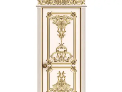 Carved Door Classic 0802 White Low-poly 3D model