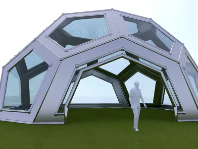 Pentagon Dome with frame and glass  3D model
