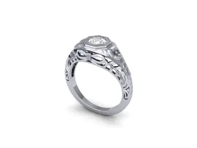 Flower Art Deco Ring 3D print model