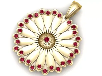 gold flower pendant 3D printable model   3D print model