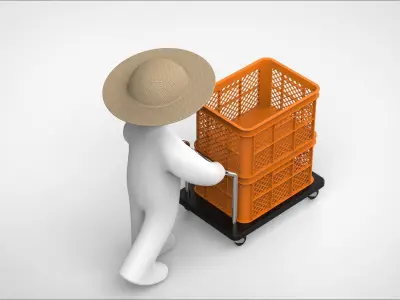 farmer and push car 3D model