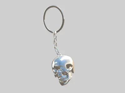 skull keychain silver 3D model