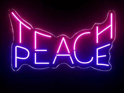 Teach Peace Neon Sign 3D model