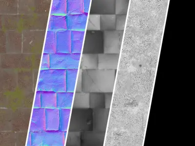 Pavement Materials 76- Slat Stone Mossy Sbsar Pbr 4k Seamless Texture