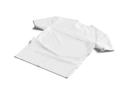 Flat Lay T-shirt front and back - wrinkled fabric tee-shirt Low-poly 3D model