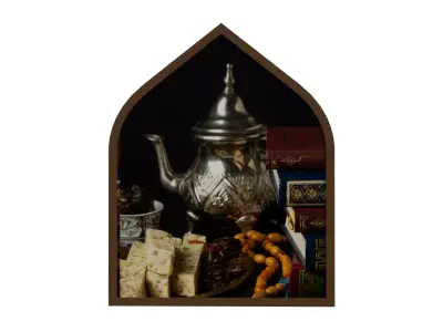 Islamic Arch Photo Frame with Traditional Decor Low-poly 3D model