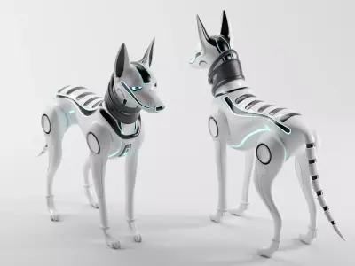 Robot Dog SciFi Rigged Low-poly 3D model