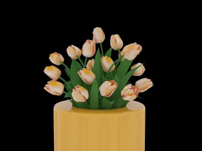 Orange tulips bouquet 3D model