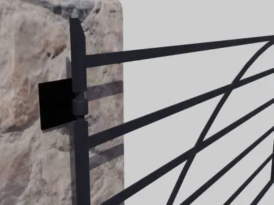 Farm Gates in flat iron Low-poly 3D model