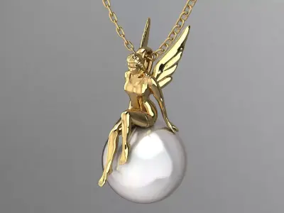 angel pearl pendant 3D print model