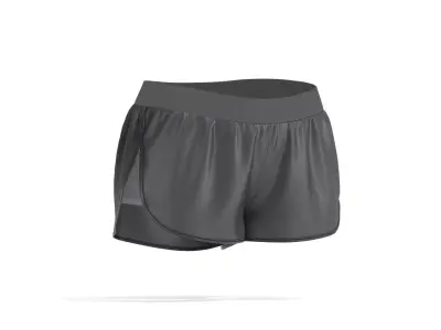 Black Women Shorts - fitness sport panties 3D model