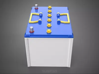 STANDARD BLUE WHITE ACCU BATTERY ACCUMULATOR VEHICLE VOLT POWER 3D model