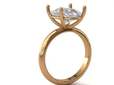 Classic 4-Prong Solitaire Engagement Ring 3D Model STL 3D print model