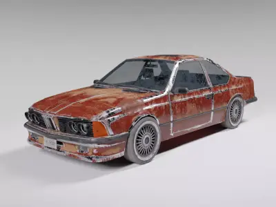 Old rusty car Low-poly 3D model