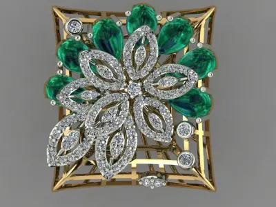 Emearld Pears with Daimonds on leaves 3D printable Ring 3D print model