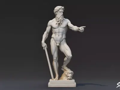 Heracles Statue Low-poly 3D model