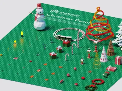 Christmas Decorations Low-poly 3D model