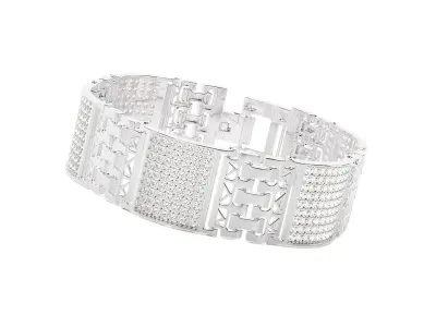 Mesh High Jewelry Diamond Head Bracelet 3dm stl renders details 3D print model