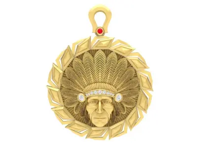 Indian Chief Head Pendant Jewelry for Men  3611 3D print model