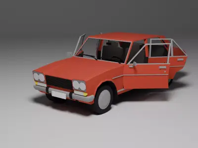 Low Poly 1970s Family Sedan 3D Model Free Download Car02 Free low-poly 3D model