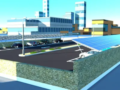 Solar pannels parking Free 3D model