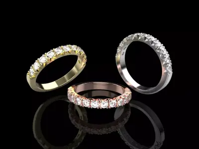 Fishtail diamond setting wedding ring 3D print model