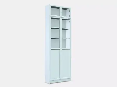 BILLY Bookcase w hght ext ut-pnl-glss drs Low-poly 3D model