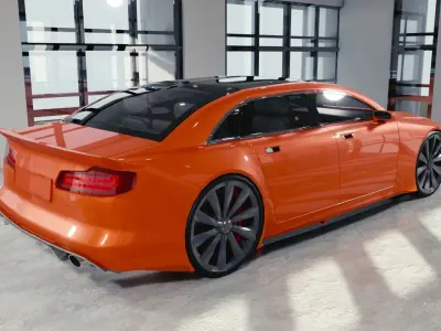 BLENDER EEVEE Brandless Mid Size 4 door sedan Low-poly 3D model