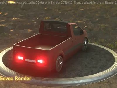 City Car 91 Utility Vehicles Van Pickup 1500 Type-D Brown Low-poly 3D model