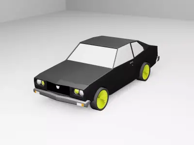 Low poly car with wheels Low-poly 3D model