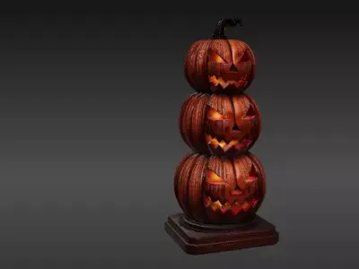 Stacked Pumpkin Tower 3D Print Halloween Decor Model Low-poly 3D model