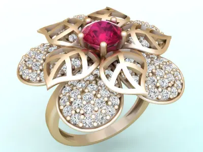  Mesh flower ring - Italian rings - Womens Rings - N6585 3D print model