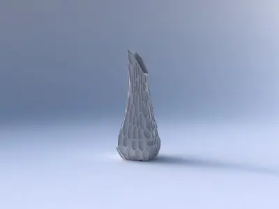 Vase top bent rectangle 2 with organic dents 3D print model
