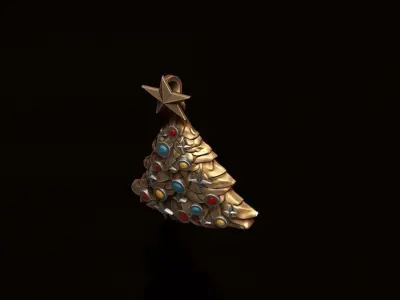 Christmas Tree pendant with gems 3D print model
