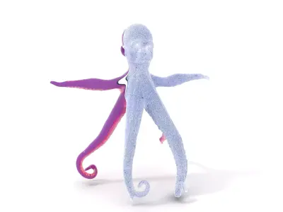 Purple Octopus Character model pack Low-poly 3D model