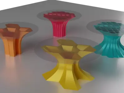 Floral four Dining tables 3D model