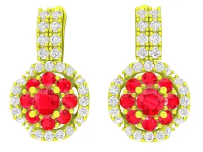 Luxury Floral Cluster Halo Earrings for Women 5640 3D print model