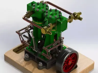 VERTICAL TWIN STEAM ENGINE - WITH REVERSE GEAR 3D model