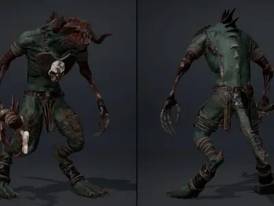 Ghost Barbarian Damaged Low-poly 3D model