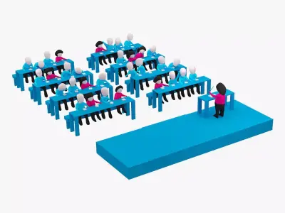 Cartoon Pose Class room 3D model